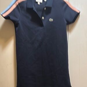 Lacoste Navy Polo Shirt with Pink and Blue Stripes
